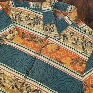 The Territory Ahead Tribal Tropical Print Button Down Shirt Mens L Multi Color